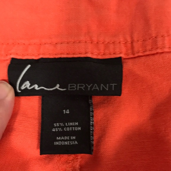 🌺SZ 14 LANE BRYANT ORANGE CARGO CROP PANTS - Picture 4 of 7